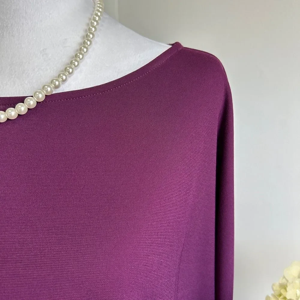Natori Purple Sheath Dress with Dolman Sleeves